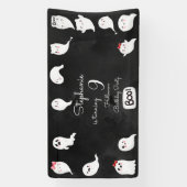 ハロウィーンかわいい怖い幽霊女の子の誕生日パーティー 横断幕 (縦)