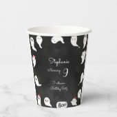 ハロウィーンかわいい怖い幽霊女の子の誕生日パーティー 紙コップ (裏面)