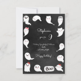 ハロウィーンかわいい怖い幽霊女の子ハッピーバースデー カード