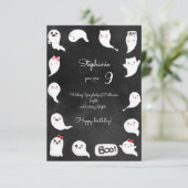 ハロウィーンかわいい怖い幽霊女の子ハッピーバースデー カード (スタンド正面)