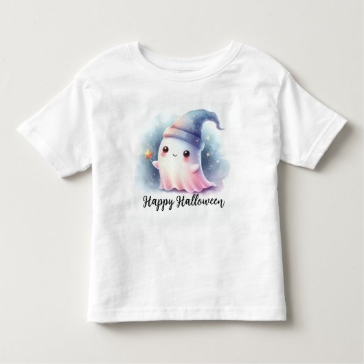ハロウィーンかわいい水彩幽霊 トドラーTシャツ (正面)