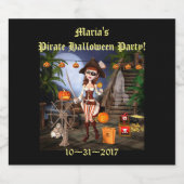 ハロウィーンかわいい海賊ガールビールボトルラベル ビールラベル (シングルラベル)