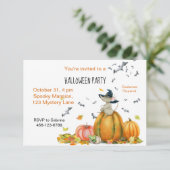 ハロウィーンかわいい漫画のウィッチマウス 招待状 (スタンド正面)