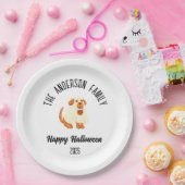 ハロウィーンかわいい犬の幽霊の衣装パーソナライズされた名 ペーパープレート (パーティー)
