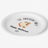 ハロウィーンかわいい犬の幽霊の衣装パーソナライズされた名 ペーパープレート (アングル)