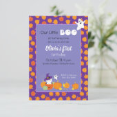 ハロウィーンかわいい猫インウィッチハット招待状 招待状 (スタンド正面)