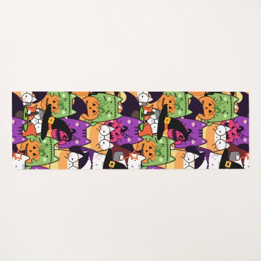 ハロウィーンかわいい猫パターン ヨガマット (裏面(横))