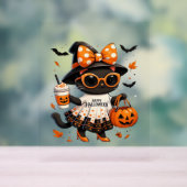 ハロウィーンかわいい猫 – カボチャと魔猫 アクリルサイン (ニュートラル)