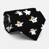 ハロウィーンかわいい白幽霊たちオンブラックとカボチャ ネクタイ (ロール)
