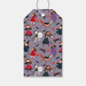 ハロウィーンかわいい紫のトリックとトリートウィッチ ギフトタグ (裏面)