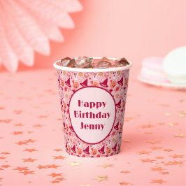 ハロウィーンかわいい誕生日の追加ネームピンクパステル 紙コップ