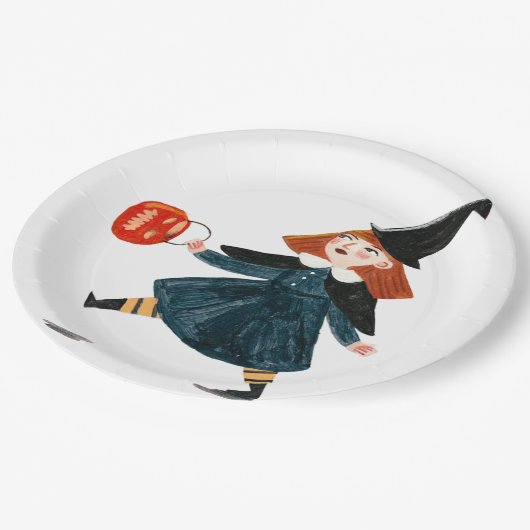 ハロウィーンかわいい赤ちゃんシャワー魔女 ペーパープレート (アングル)