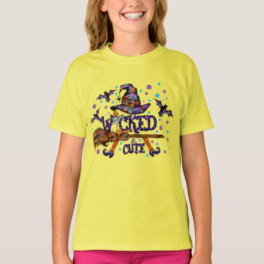 ハロウィーンかわいい邪悪な魔女 Tシャツ (正面)