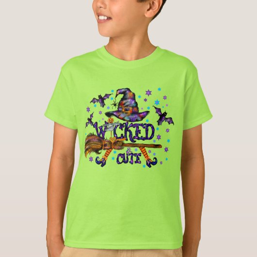 ハロウィーンかわいい邪悪な魔女 Tシャツ (正面)