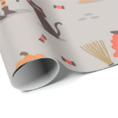 ハロウィーンかわいい魔女かぼちゃ黒猫 ラッピングペーパー (ロールコーナー)