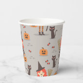 ハロウィーンかわいい魔女かぼちゃ黒猫 紙コップ (裏面)