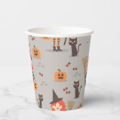 ハロウィーンかわいい魔女かぼちゃ黒猫 紙コップ (正面)