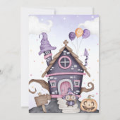 ハロウィーンかわいい魔女の誕生日パーティスポオクタキュラー 招待状 (裏面)