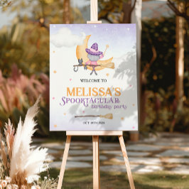 ハロウィーンかわいい魔女の誕生日パーティー歓迎サイン ポスター