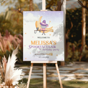 ハロウィーンかわいい魔女の誕生日パーティー歓迎サイン ポスター
