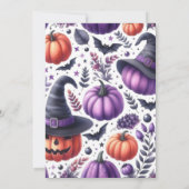 ハロウィーンかわいい魔女の赤ちゃん女の子シャワー 招待状 (裏面)