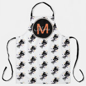 ハロウィーンかわいい魔女ハットオレンジブラックモノグラム エプロン (正面)