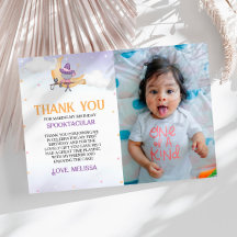 ハロウィーンかわいい魔女バースデーパーティーサンキューカード