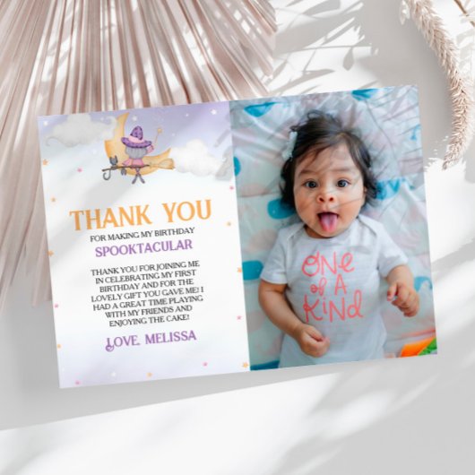 ハロウィーンかわいい魔女バースデーパーティーサンキューカード 招待状