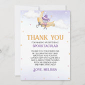 ハロウィーンかわいい魔女バースデーパーティーサンキューカード 招待状 (正面)