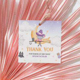 ハロウィーンかわいい魔女バースデーパーティースクエア フェイバータグ