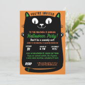 ハロウィーンかわいい黒猫の子供たちパーティー 招待状 (スタンド正面)