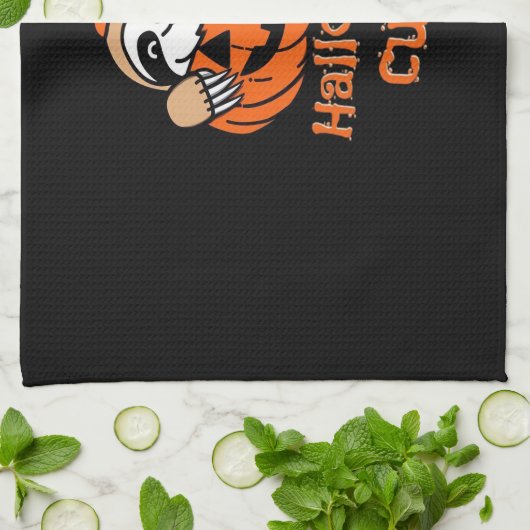 ハロウィーンかわいこちゃんスロスエッセンシャルTシャツ キッチンタオル (折り畳み)