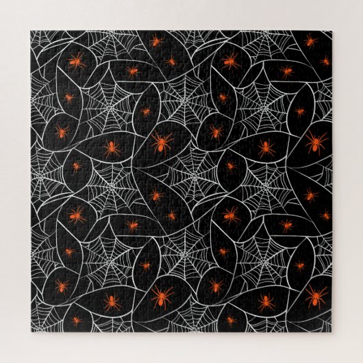 ハロウィーンくもの巣とクモの背景。 ジグソーパズル (縦)