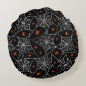 ハロウィーンくもの巣とクモの背景。 ラウンドクッション (裏面)