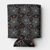 ハロウィーンくもの巣とクモの背景。 缶クーラー (裏面)
