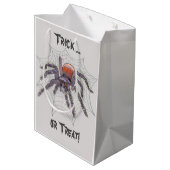 ハロウィーンくもの巣のスパイダーおもしろいと不気味 ミディアムペーパーバッグ (裏面アングル)