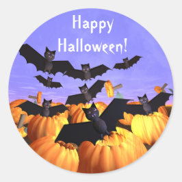 ハロウィーンこうもりとカボチャ ラウンドシール