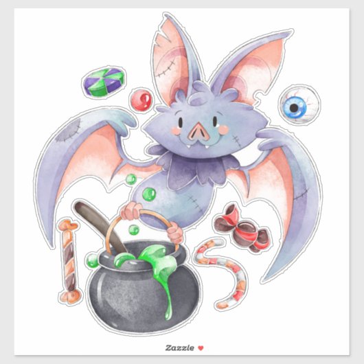 ハロウィーンこうもりとカルドロンの眼球とキャンディ シール (シート)