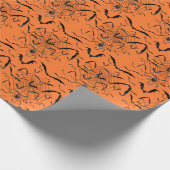 ハロウィーンこうもりとクモ ラッピングペーパー (角)