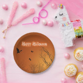 ハロウィーンこうもりと木 ペーパープレート (パーティー)