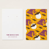 ハロウィーンこうもりウィッチ帽子イヤリングディスプレイカード (正面&裏面)