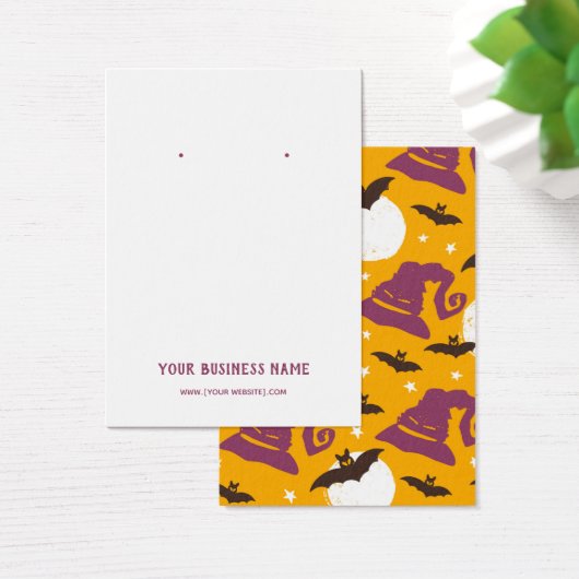 ハロウィーンこうもりウィッチ帽子イヤリングディスプレイカード (デスク)