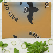 ハロウィーンこうもりオレンジブルー キッチンタオル (折り畳み)