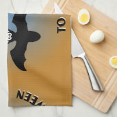 ハロウィーンこうもりオレンジブルー キッチンタオル (四つ折り)