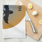 ハロウィーンこうもりオレンジブルー キッチンタオル (四つ折り)