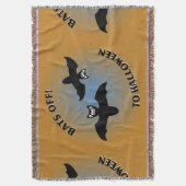 ハロウィーンこうもりオレンジブルー スローブランケット (正面縦)