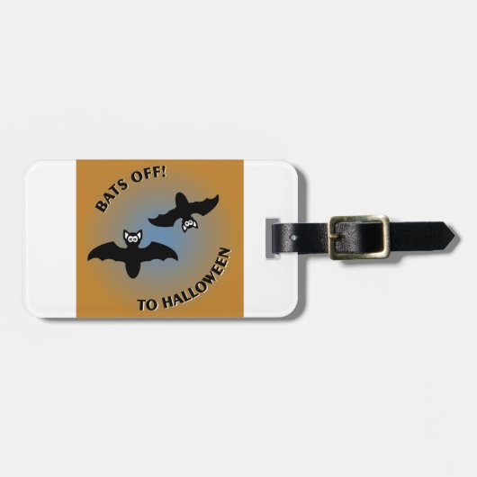 ハロウィーンこうもりオレンジブルー ラゲッジタグ (正面横)