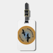 ハロウィーンこうもりオレンジブルー ラゲッジタグ (正面縦)