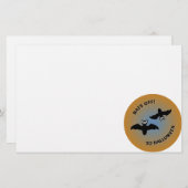 ハロウィーンこうもりオレンジブルー 便箋 (正面/裏面)