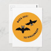 ハロウィーンこうもりオレンジ ポストカード (正面/裏面)